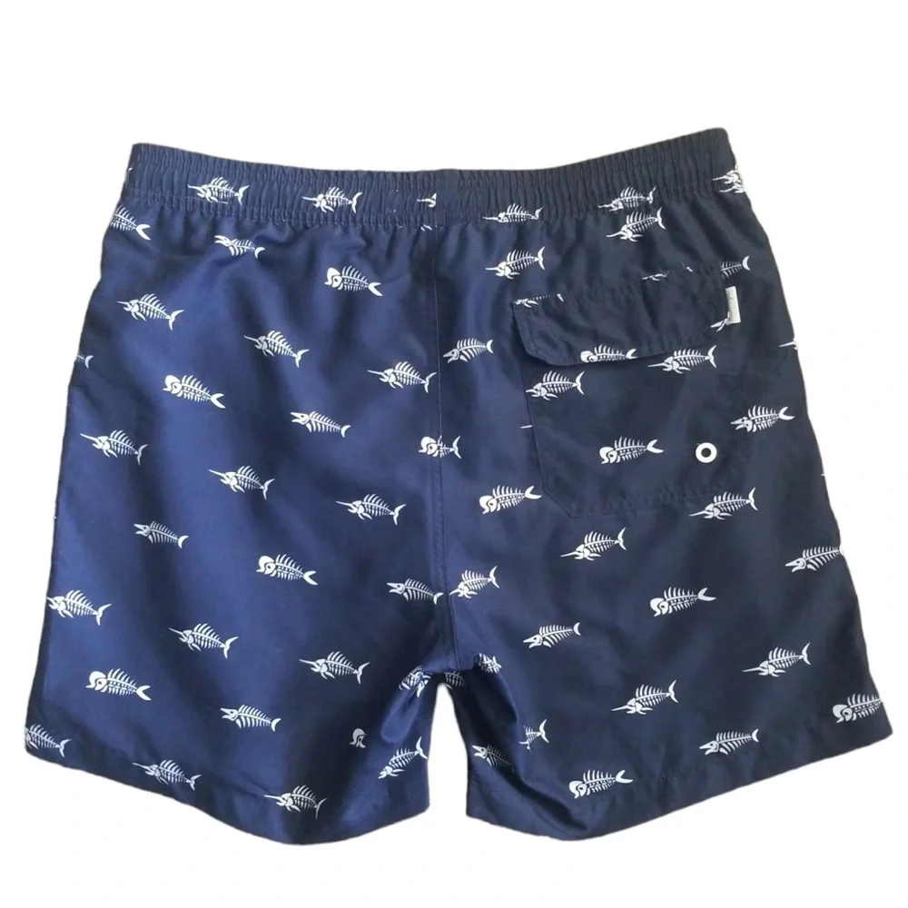 Maamgic Men's Navy Slim Fit 7 Inch Swim‎ Shorts Swim Trunks Sz. L